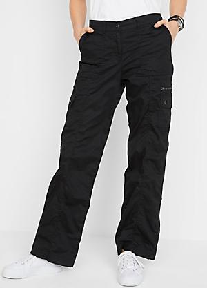 black wide leg cargo trousers