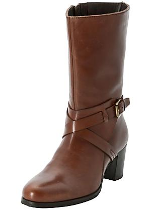 wide calf tan leather boots