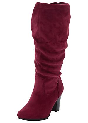 wide leg suede boots
