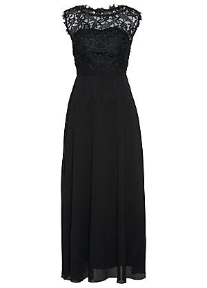 Bonprix @ Curvissa Size 14 Black Lace Trim DRESS Evening Party