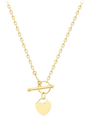 t bar heart necklace gold