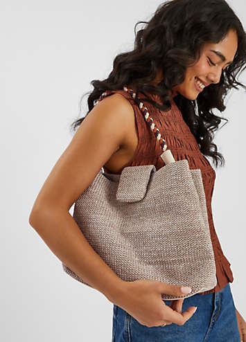 Accessorize Braid Strap Woven Shoulder Bag | Curvissa