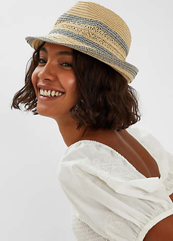 Accessorize Woven Straw Trilby Hat | Curvissa