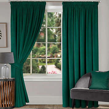 Home Curtains Montreal Pair of Velour Lined Pencil Pleat Curtains ...