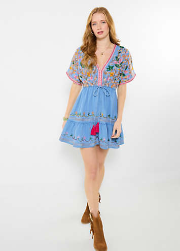 joe brown tunic dress Joe Browns Burnt Floral V-Neck Long Sleeve Tunic Dress with Elasticated Waist