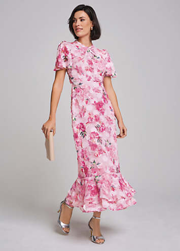 Kaleidoscope Pink Floral Midaxi Dress | Curvissa