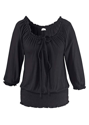 Lascana Ruffle Top LASCANA Frill Bardot Top | Curvissa