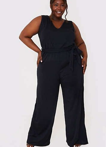 Ladbaby Mum Sleeveless Tie Waist Jumpsuit | Curvissa