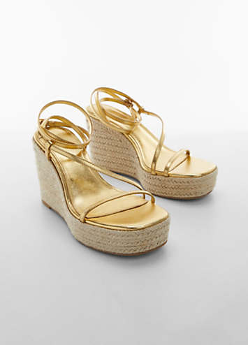 Gold strappy best sale wedge heels