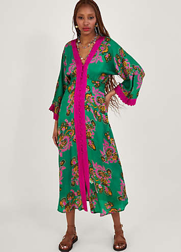 Monsoon Button Through Print Kaftan Dress