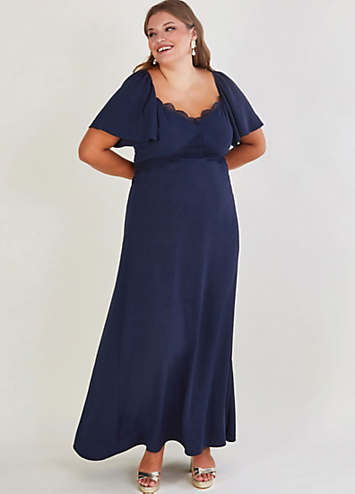 Charlotte Satin A-Line Dress in Navy