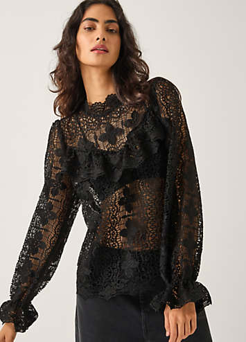 Monsoon Phoebe Sheer Lace Blouse Curvissa