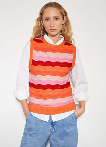 Monsoon Sasha Scallop Stripe Sweater Vest Curvissa