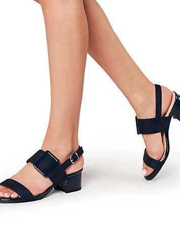 Paradox London Navy Chunky Heel Sandals Paradox London 'Raquel