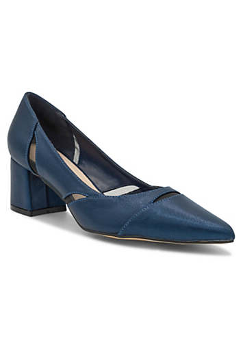 Paradox London Navy Patent Court Shoes Wide Fit Paradox London