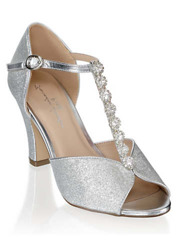 Paradox London Silver Glitter Rosie T Bar Sandals Curvissa