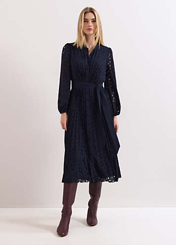 phase eight navy blue dress Phase Eight Marina Navy Laser Cut Midi Dress