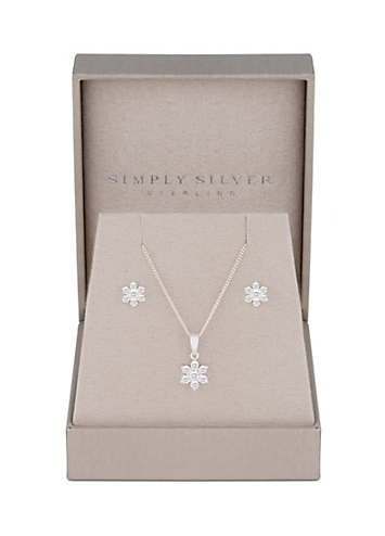 Simply Silver Sterling Silver 925 White Cubic Zirconia Flower