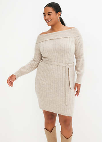 bonprix Bardot Knitted Dress Curvissa