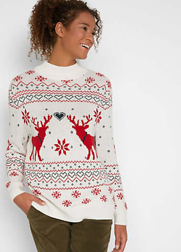 bonprix Fairisle Christmas Turtleneck Jumper | Curvissa