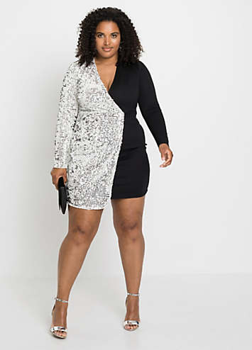 Plus two tone wrap sequin dress hotsell