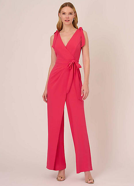 Adrianna Papell Knit Crepe Tie Detail Jumpsuit