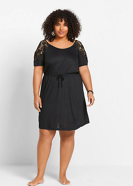 bonprix Short Lace Sleeve Beach Dress | Curvissa