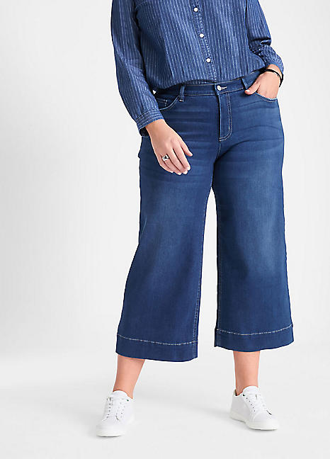 bonprix Wide Leg Denim Culottes Curvissa