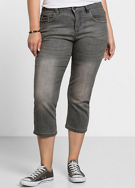 Cropped Denim Stretch Jeans by Sheego | Curvissa