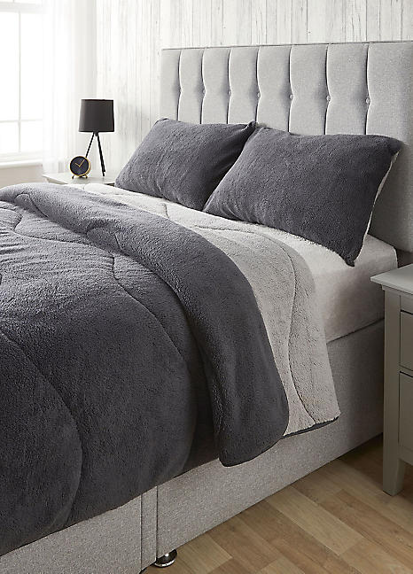 Downland Easy Wash Teddy Coverless 10.5 Tog Duvet - Charcoal/Grey