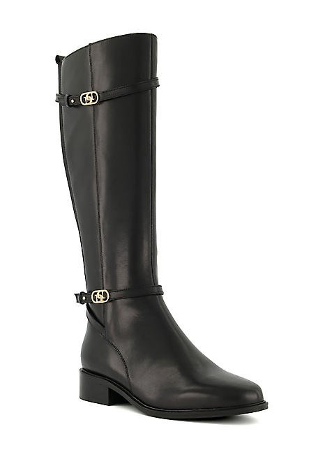 Dune London Tup Black Double Buckle Knee High Boots Curvissa