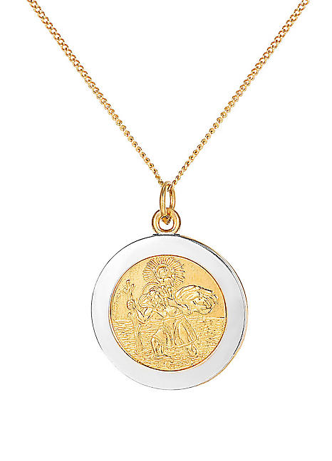 Sterling Silver Two Toned Saint Michael Medal in Fancy Gold Toned Sett Sterling Silver Two-tone Cross \u0026 Saint Michael Pendant Necklace for Men