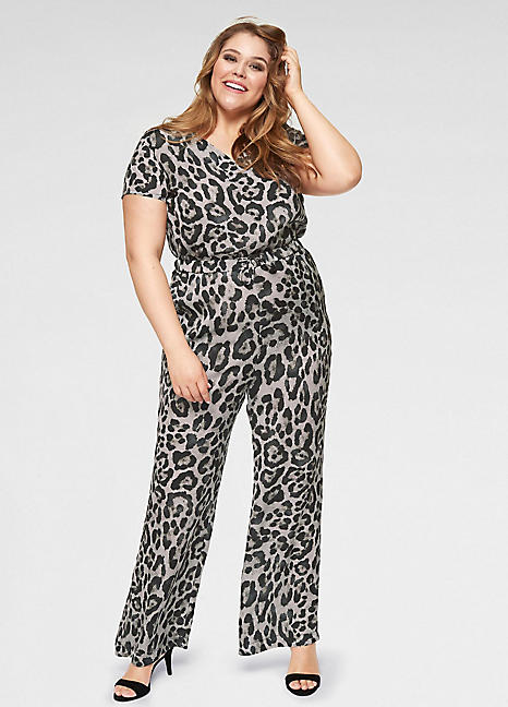 grey leopard print jumpsuit