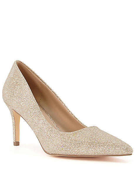 Head Over Heels By Dune Gold Aretha Mid Heel Court Shoes Curvissa