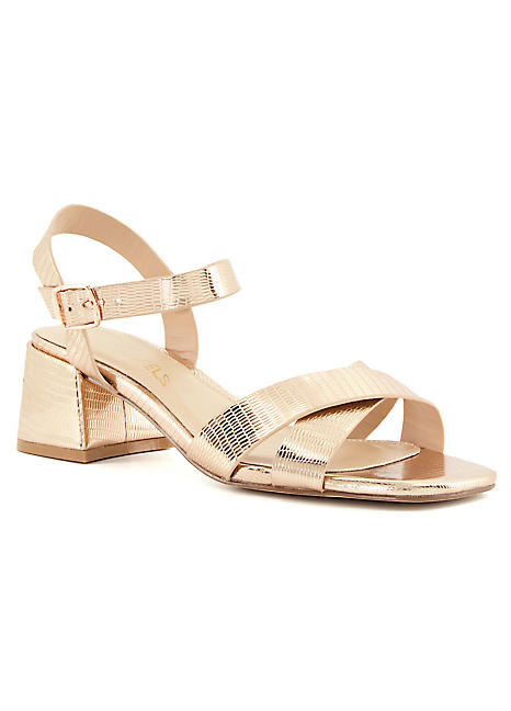 Gold low deals heel sandals