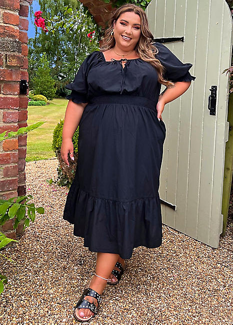 Black milkmaid style clearance dress