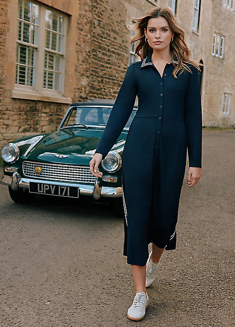 Joules Pia Button Down Ponte Jersey Dress Curvissa