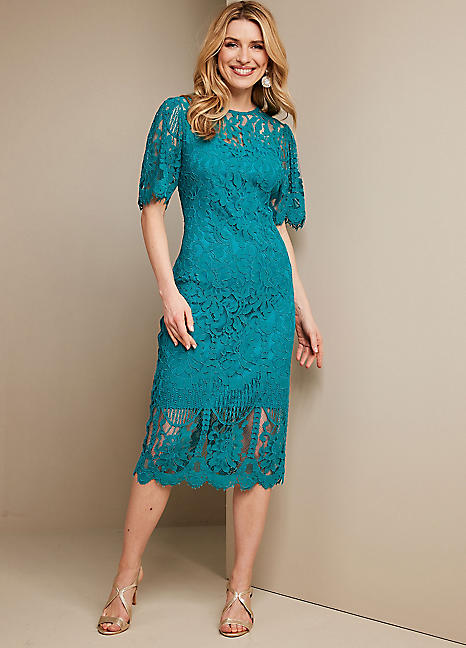 Kaleidoscope Teal Lace Dress