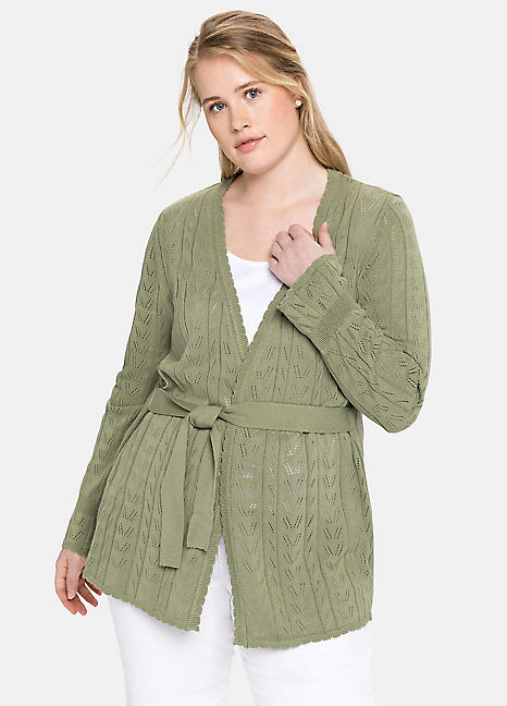 Freemans Cable Belted Oatmeal Cardigan