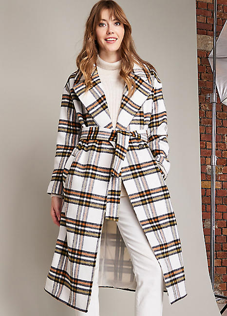 Check deals belted coat