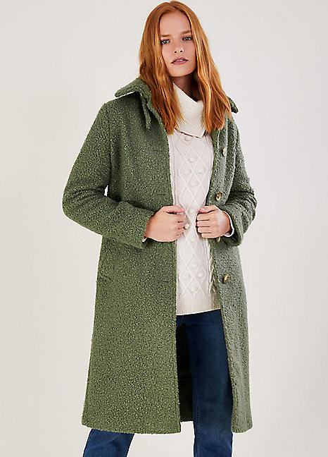 Boucle coat clearance green