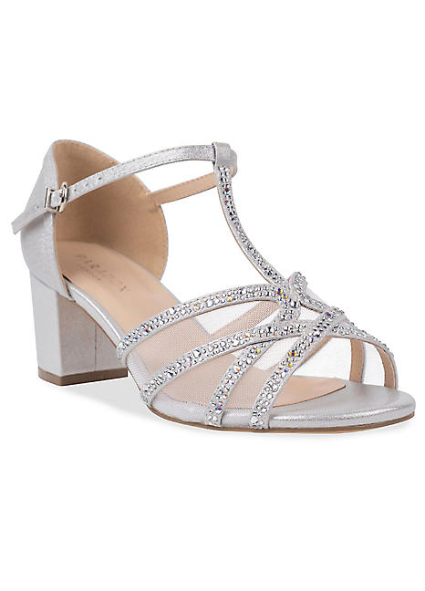 Paradox London Silver Shimmer Tuba Wide Fit Block Heel Paradox London Silver Shimmer Tuba Wide Fit Block Heel