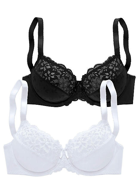 bonprix Underwired Pack of 2 Balconette Padded Bras