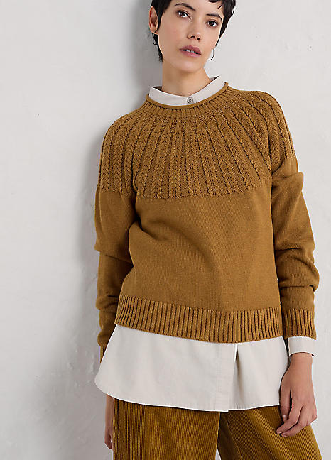 Seasalt Cornwall Brown Stone Chat Jumper Curvissa