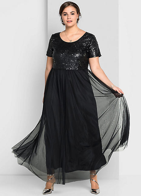 Sequinned Bodice Maxi Dress by Sheego | Curvissa