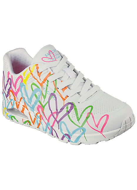 Skechers Printed Uno Highlight Love Trainers | Curvissa