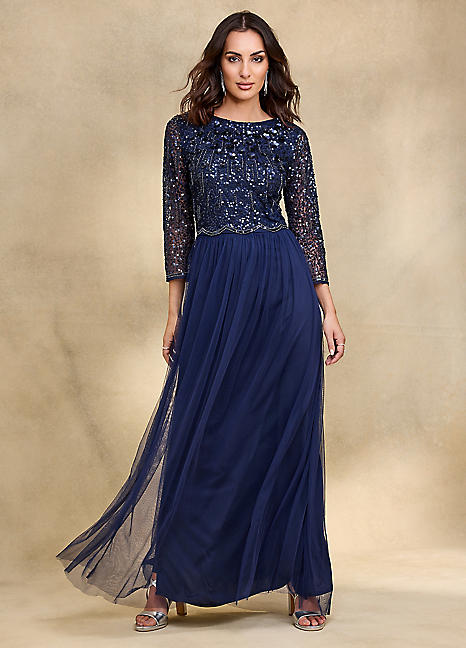 Together Navy Beaded Maxi Dress