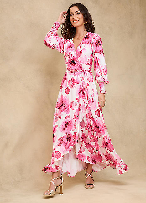 Pink wrap dress hotsell