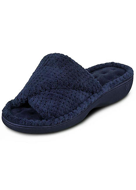 Isotoner ladies popcorn turnover open hot sale toe slippers