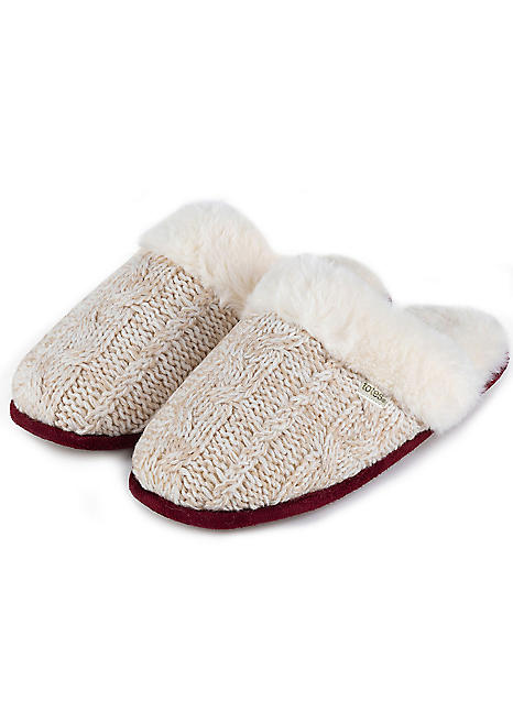 Cable knit mule slippers new arrivals